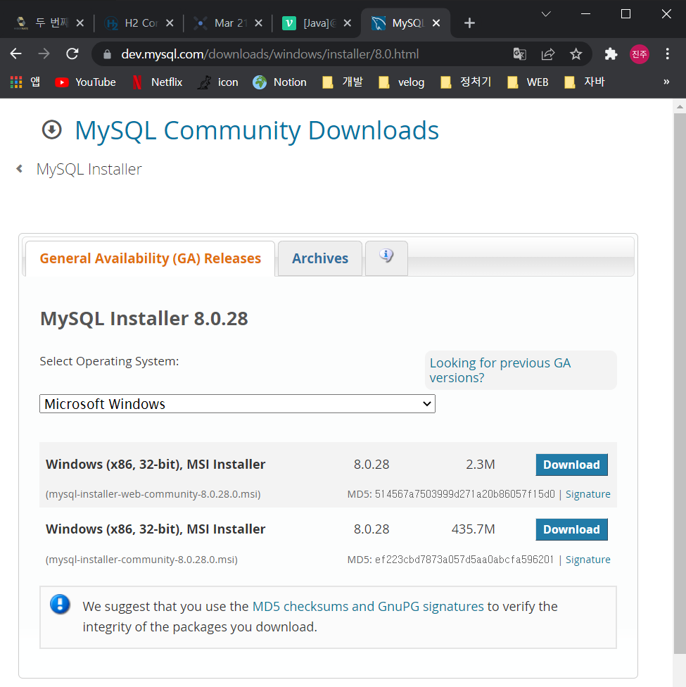 [Spring] MySQL 설치 하기