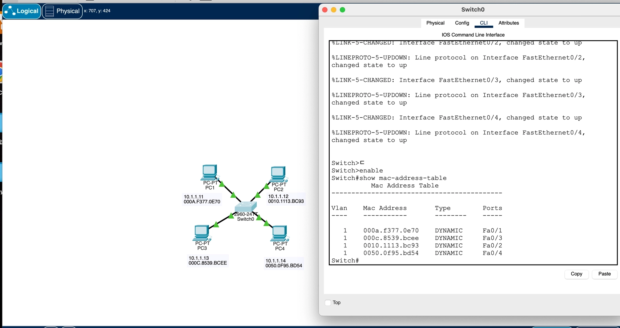 Switch Mac Address Learning Packet Tracer를 활용한 Switch MAC Address Table & Learning 실습