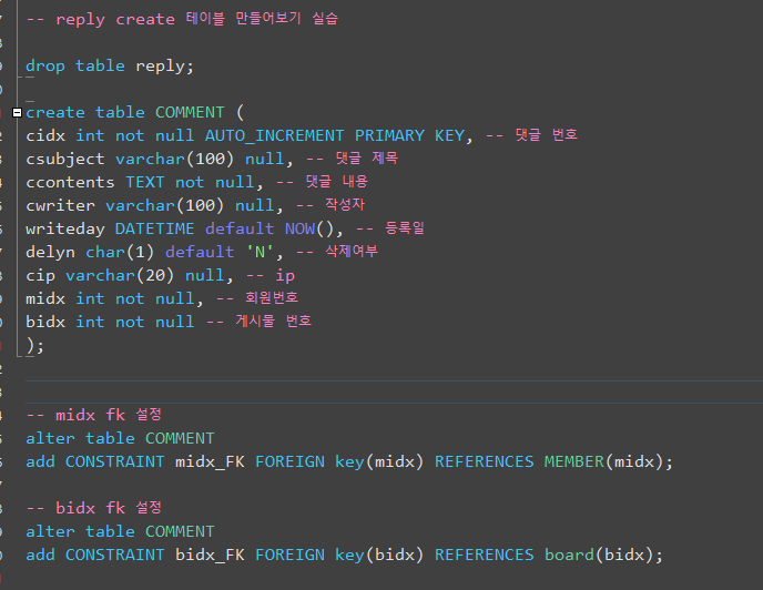 게시판 댓글 기능구현