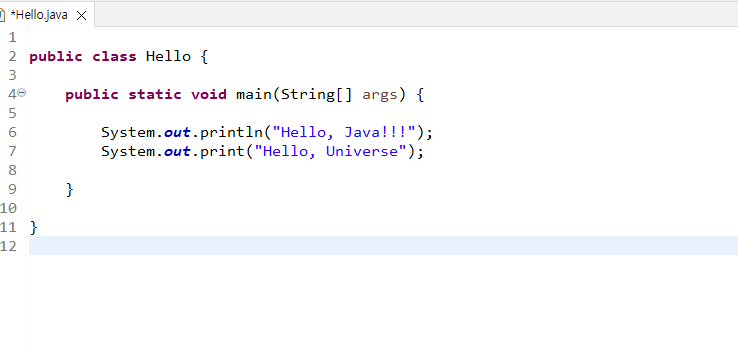 JAVA 2강_Hello, java 찍기