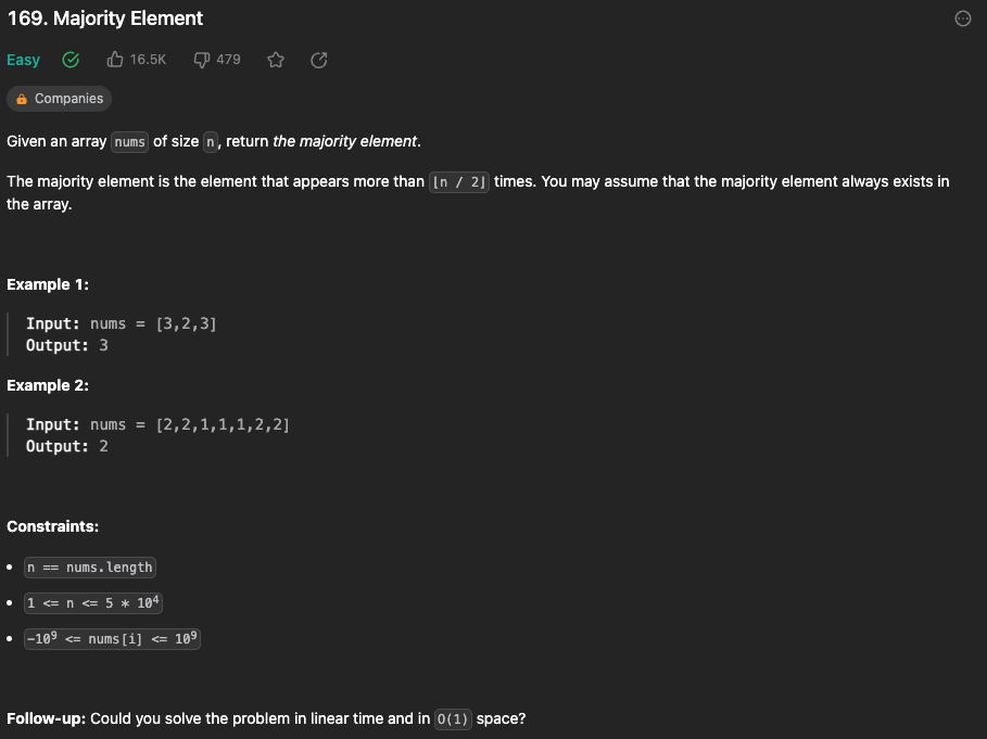 LeetCode 169. Majority Element