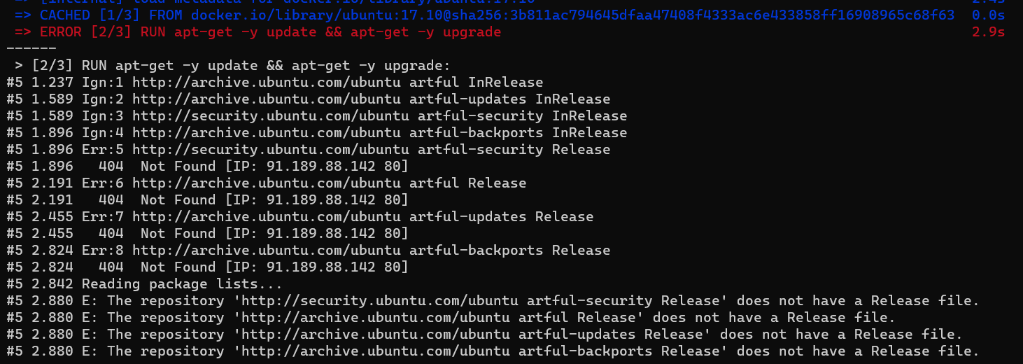 Dockerfile build 오류(aptget 오류)