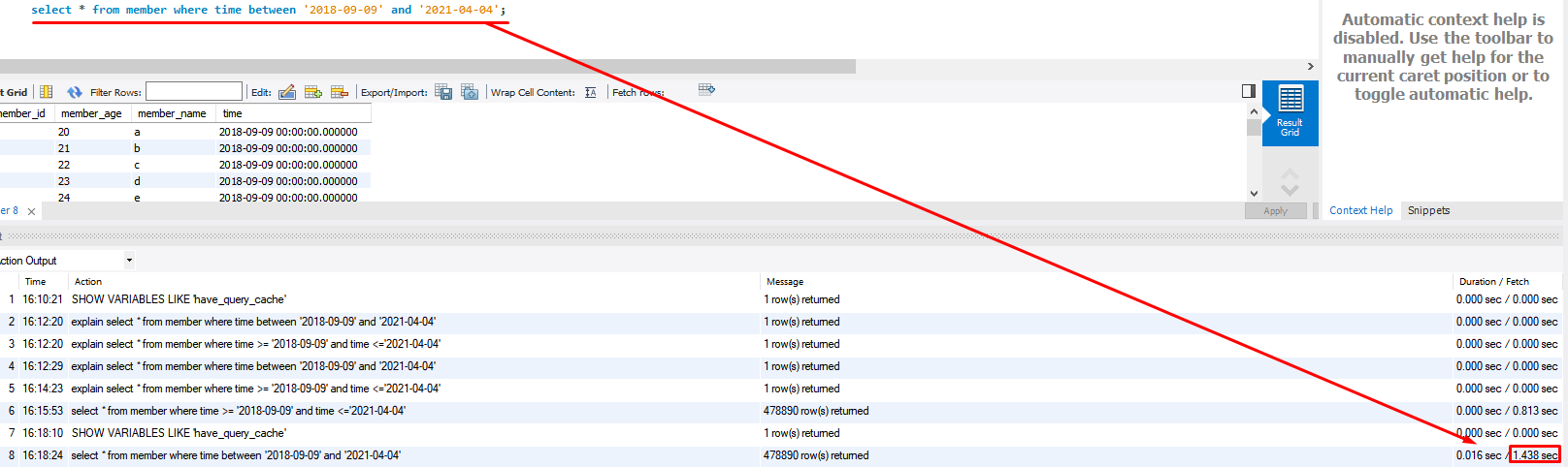 Mysql Query Between 과 >=,