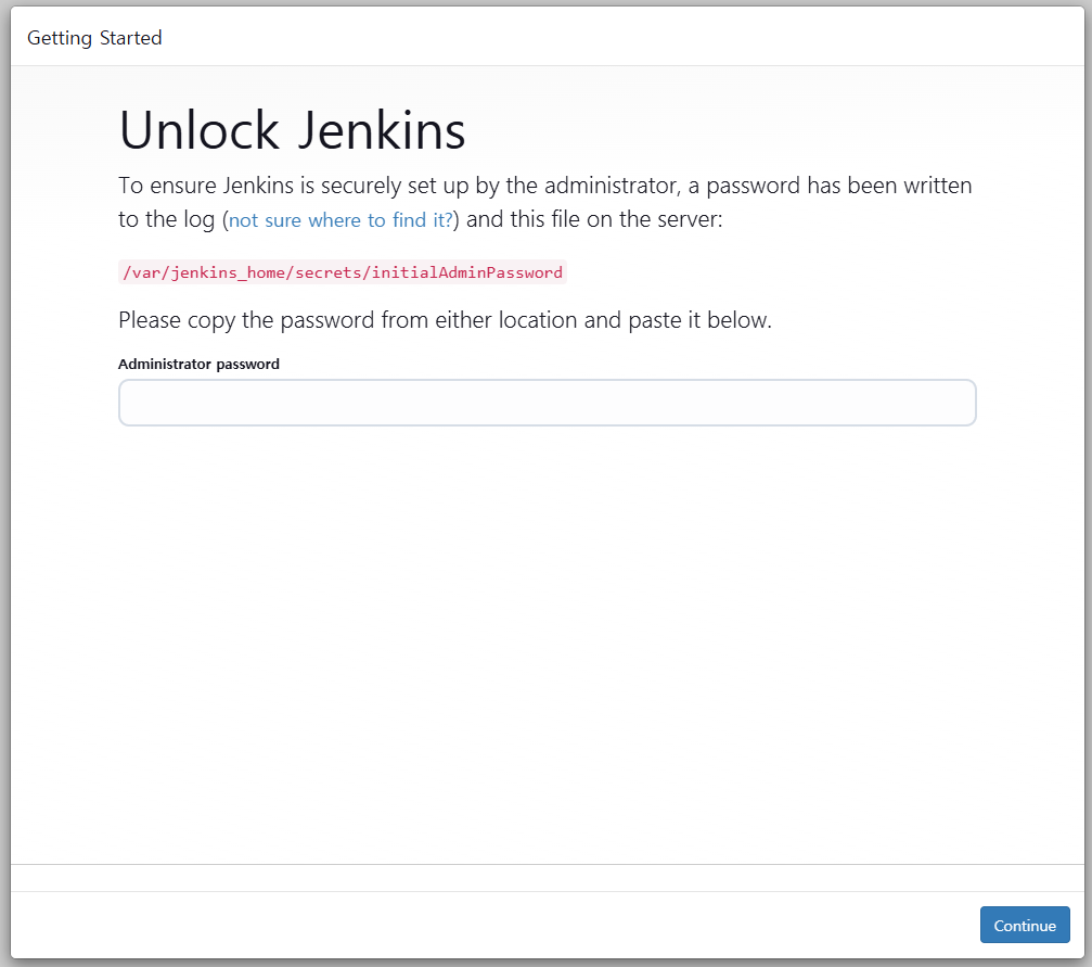 최초 젠킨스 접속 화면