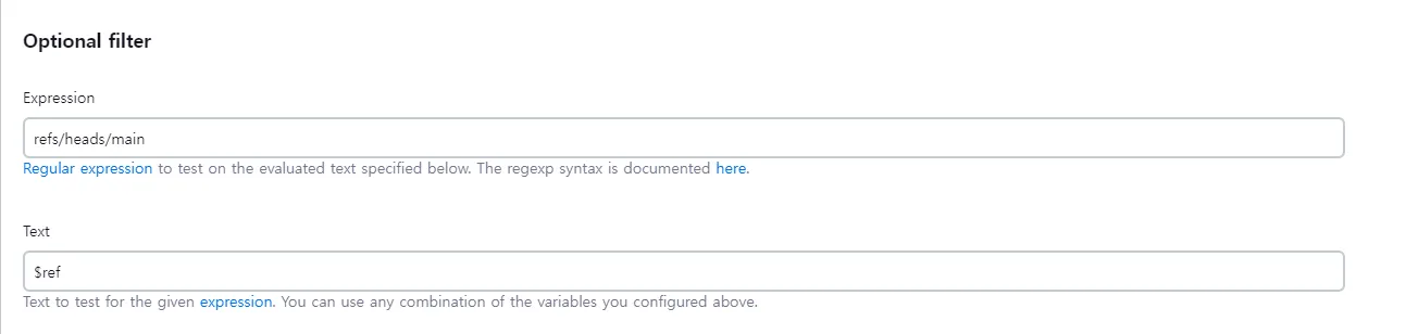 Jenkins Generic Webhook Trigger - Optional filter (refs/heads/main)