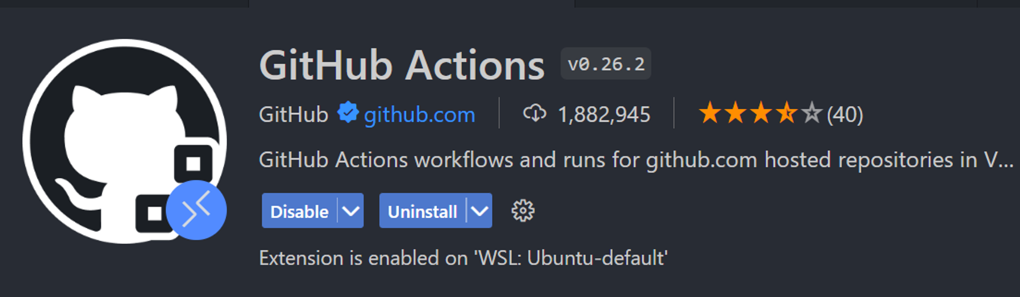 github actions vscode extention