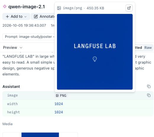 실제 Generation의 프롬프트 입력과 생성한 LANGFUSE LAB 포스터