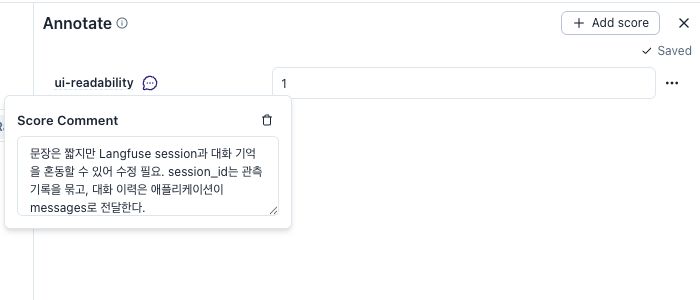 수동 점수와 판단 이유를 남긴 화면