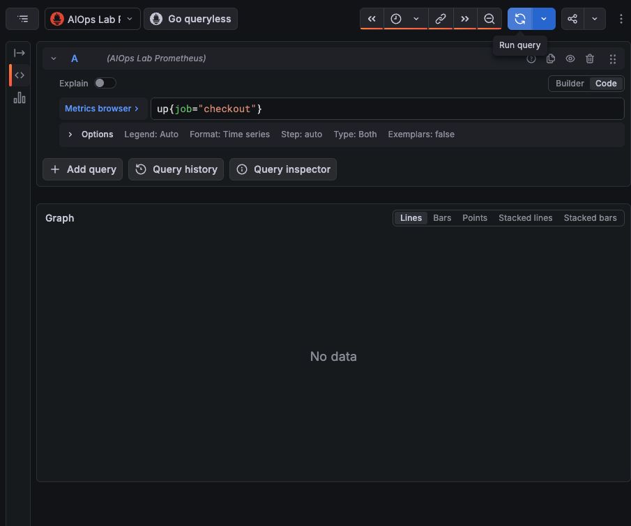 동일한 Grafana 데이터 소스에서 수집하지 않은 checkout job을 조회한 No data 화면