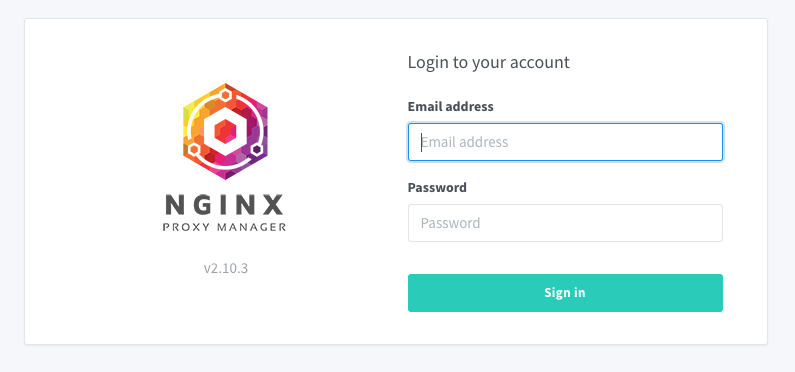 Nginx Proxy Manager 로그인 화면