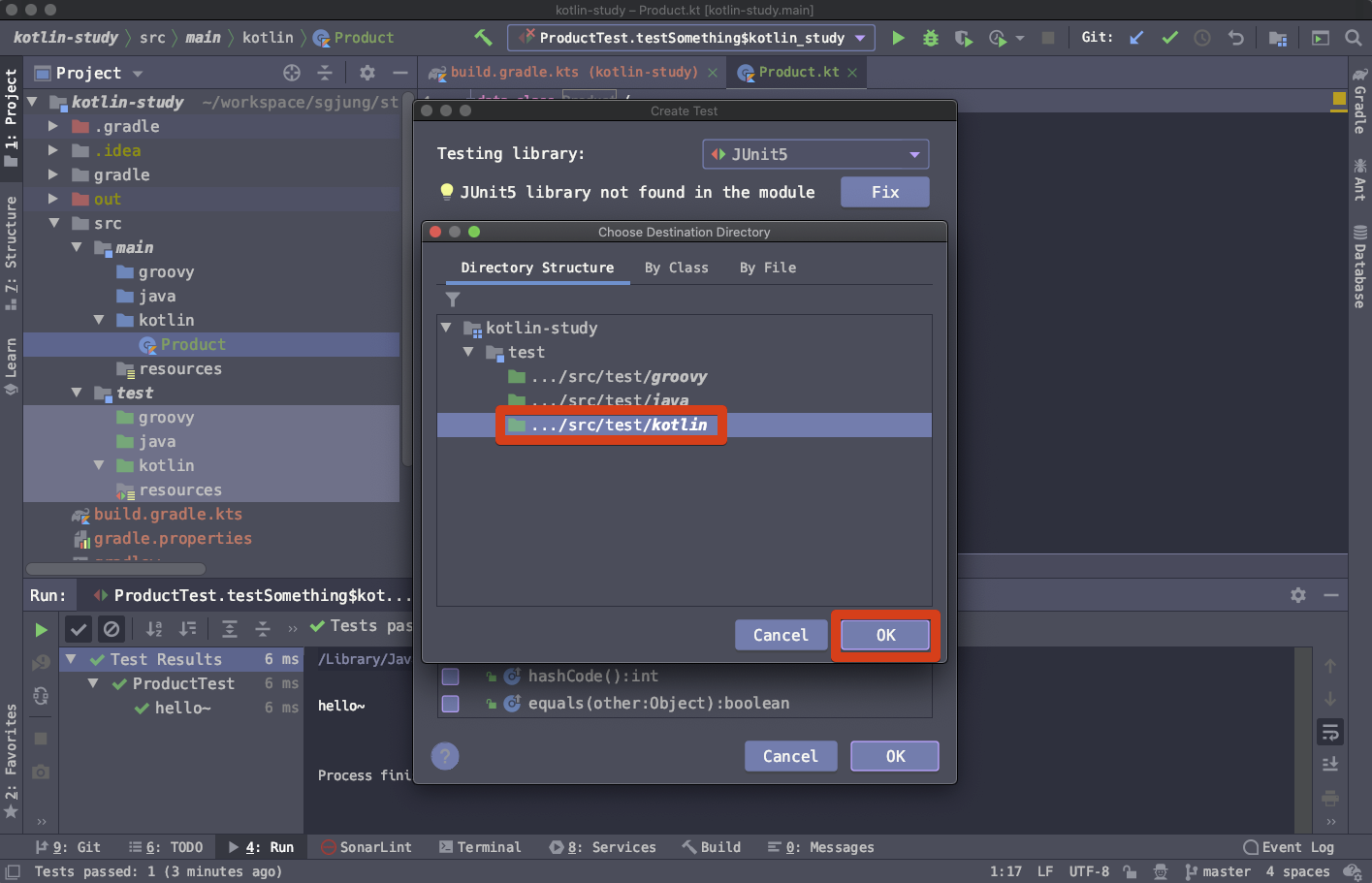 Kotlin Junit5 Gradle 설정 (Intellij IDEA)