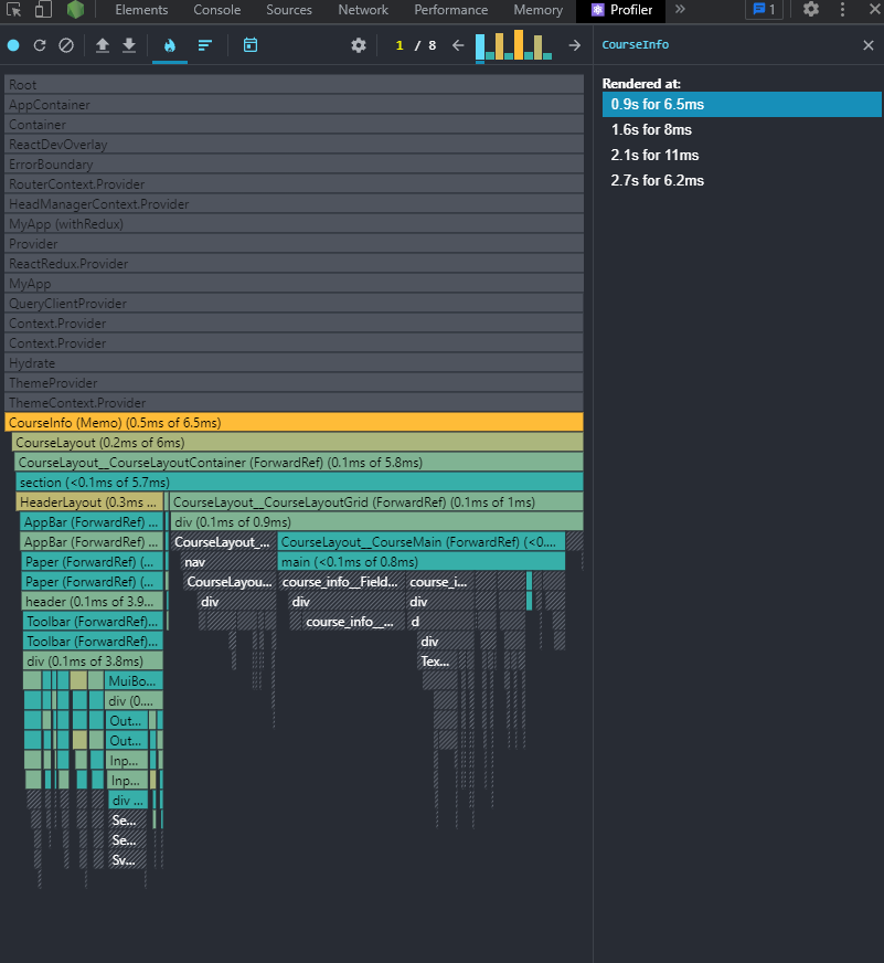 React rendering performance test