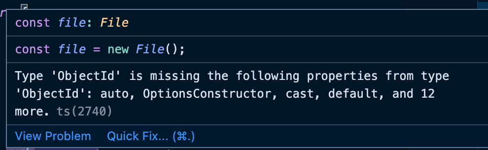 [Typescript] Type 'ObjectId' is missing the following properties from ...