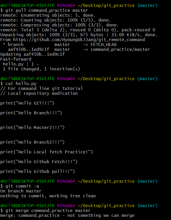GitHub 의 Fetch / Pull 사용법
