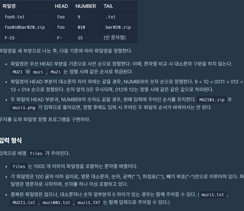 [프로그래머스] Lv.2 17686. 파일명 정렬