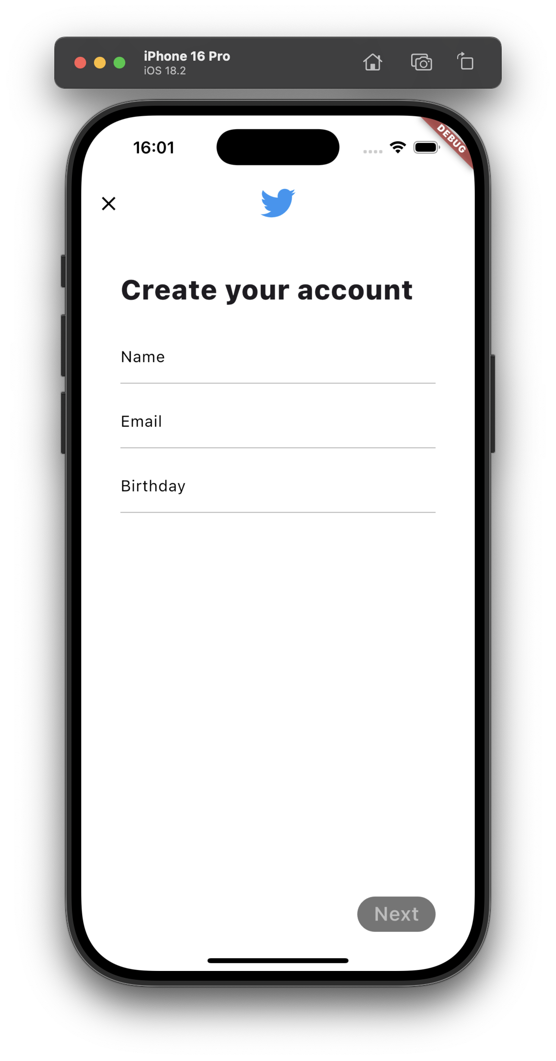 Textfield example