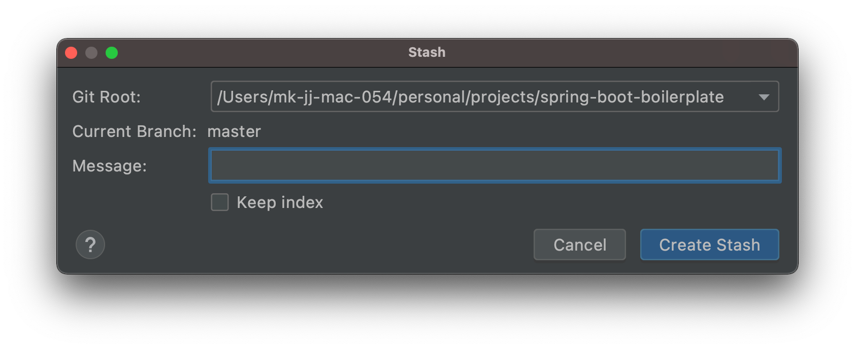 Git Stash intellij 
