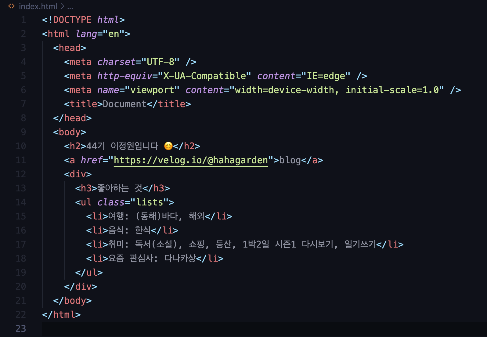 HTML 작성 예시