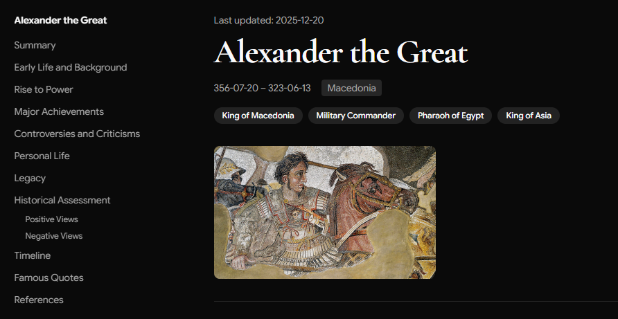 Alexander the Great on Historical Parallax