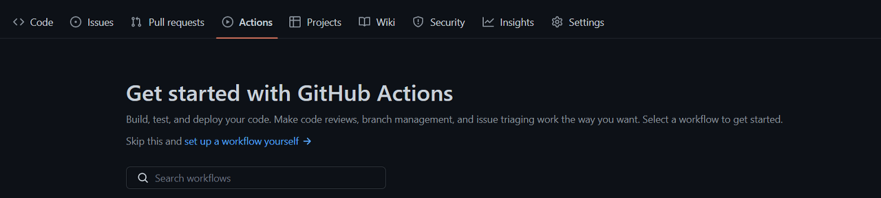 Github Actions Tab