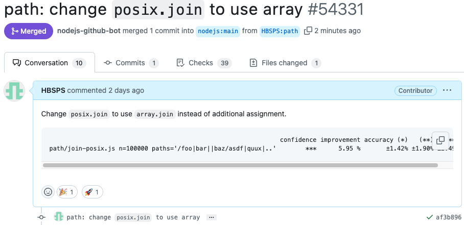 [Node.js 기여하기] 1. path 모듈 join 함수 성능 올리기