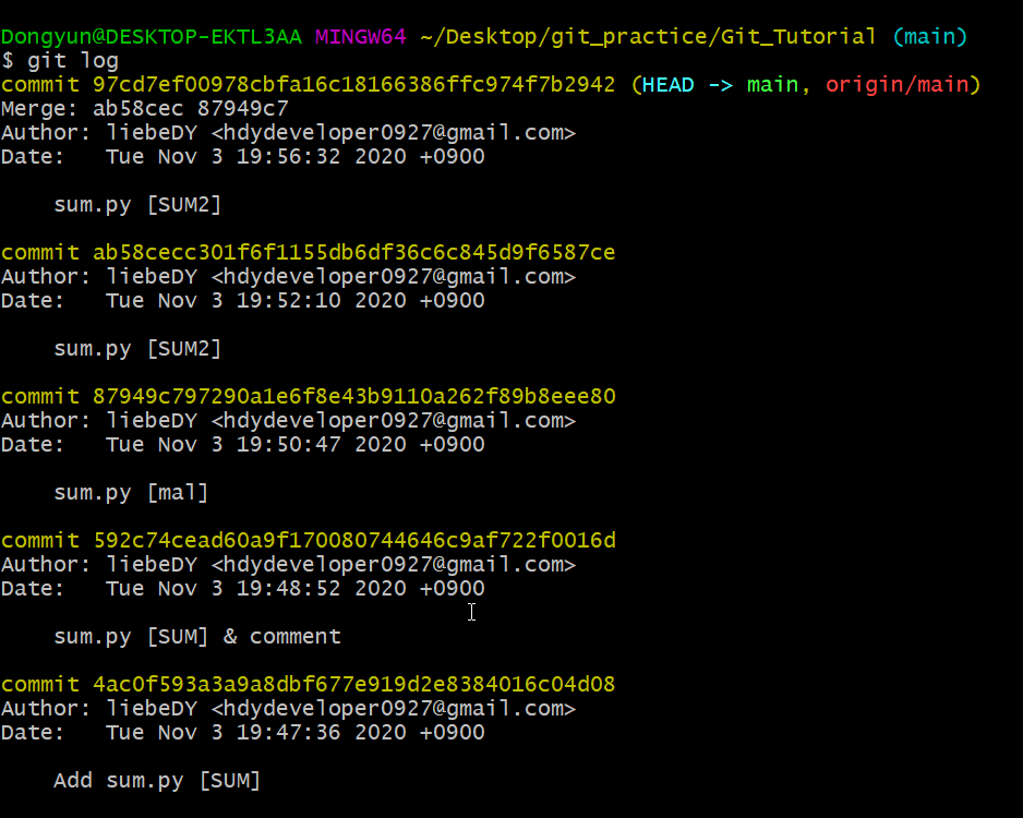 Git / Github #9 Git log 사용법 정리