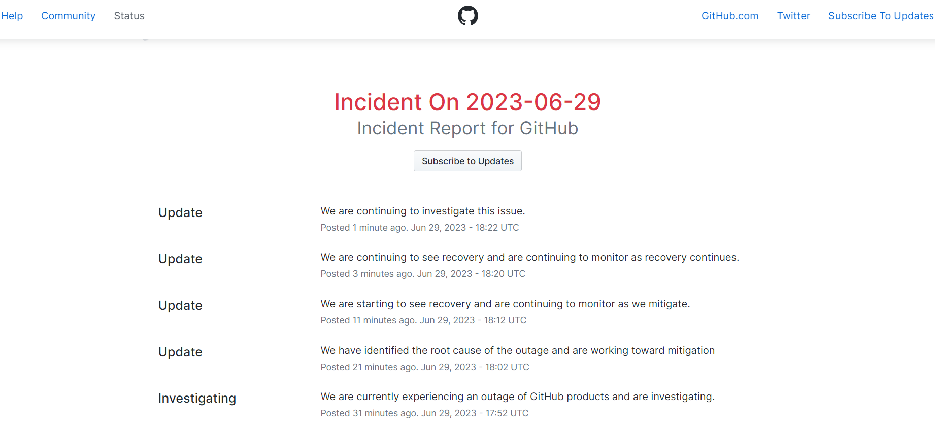 깃허브 액션 서버 다운..