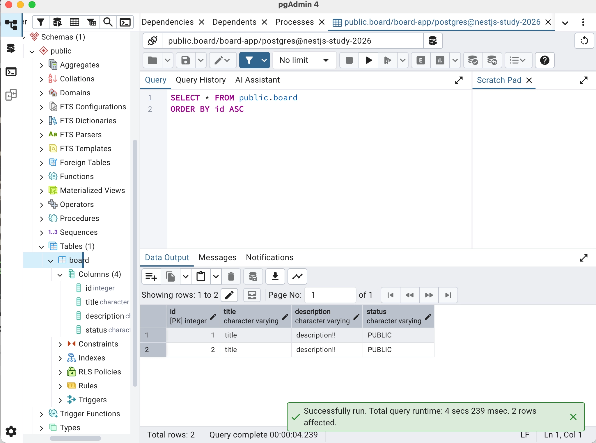 [NestJS] Postgres & TypeORM 연동과 데이터베이스를 이용한 CRUD 구현 및 TodoList 기능명세, ERD