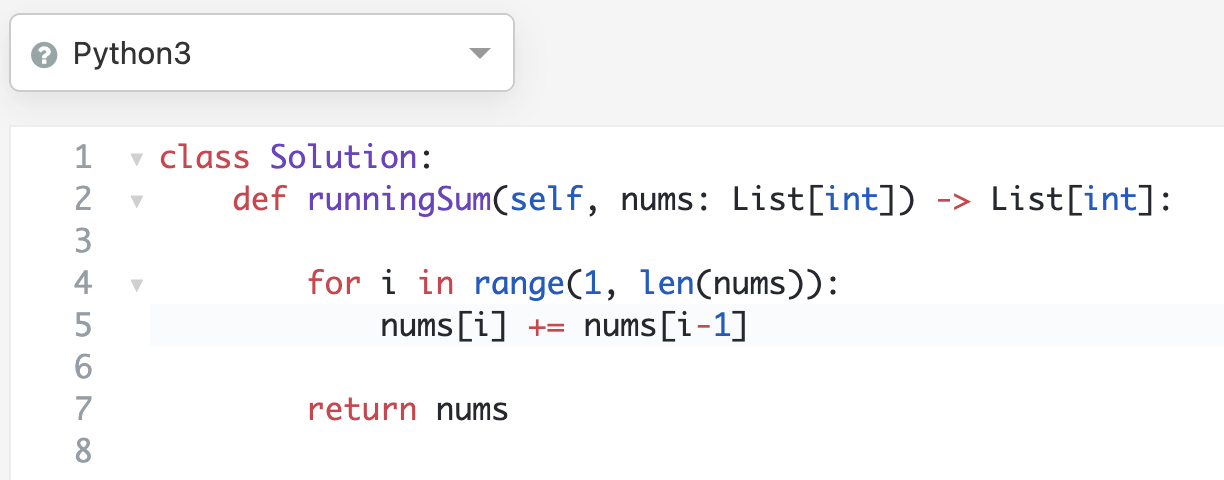 [leetcode] Running Sum of 1d Array