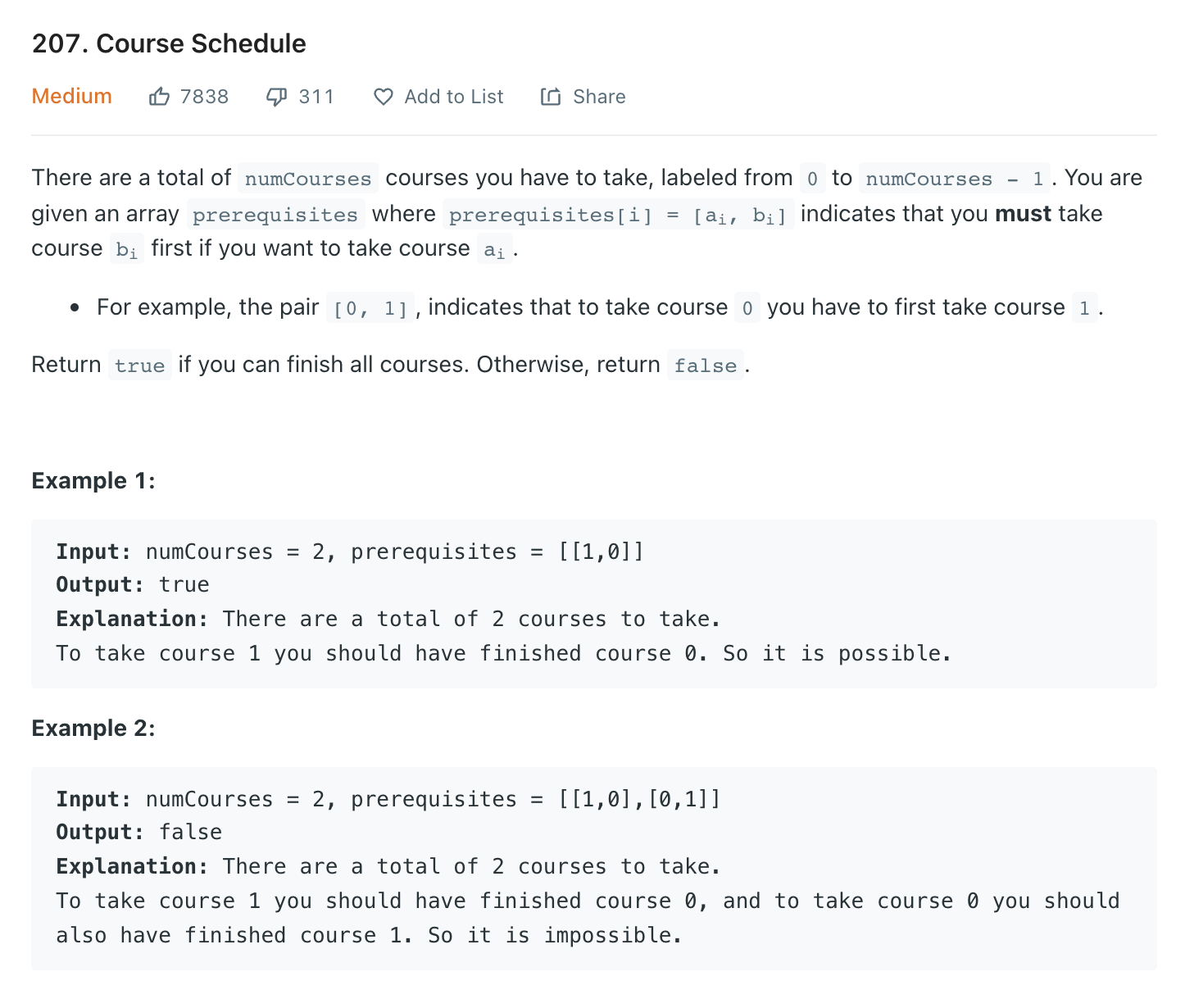 LeetCode 207. Course Schedule (그래프)
