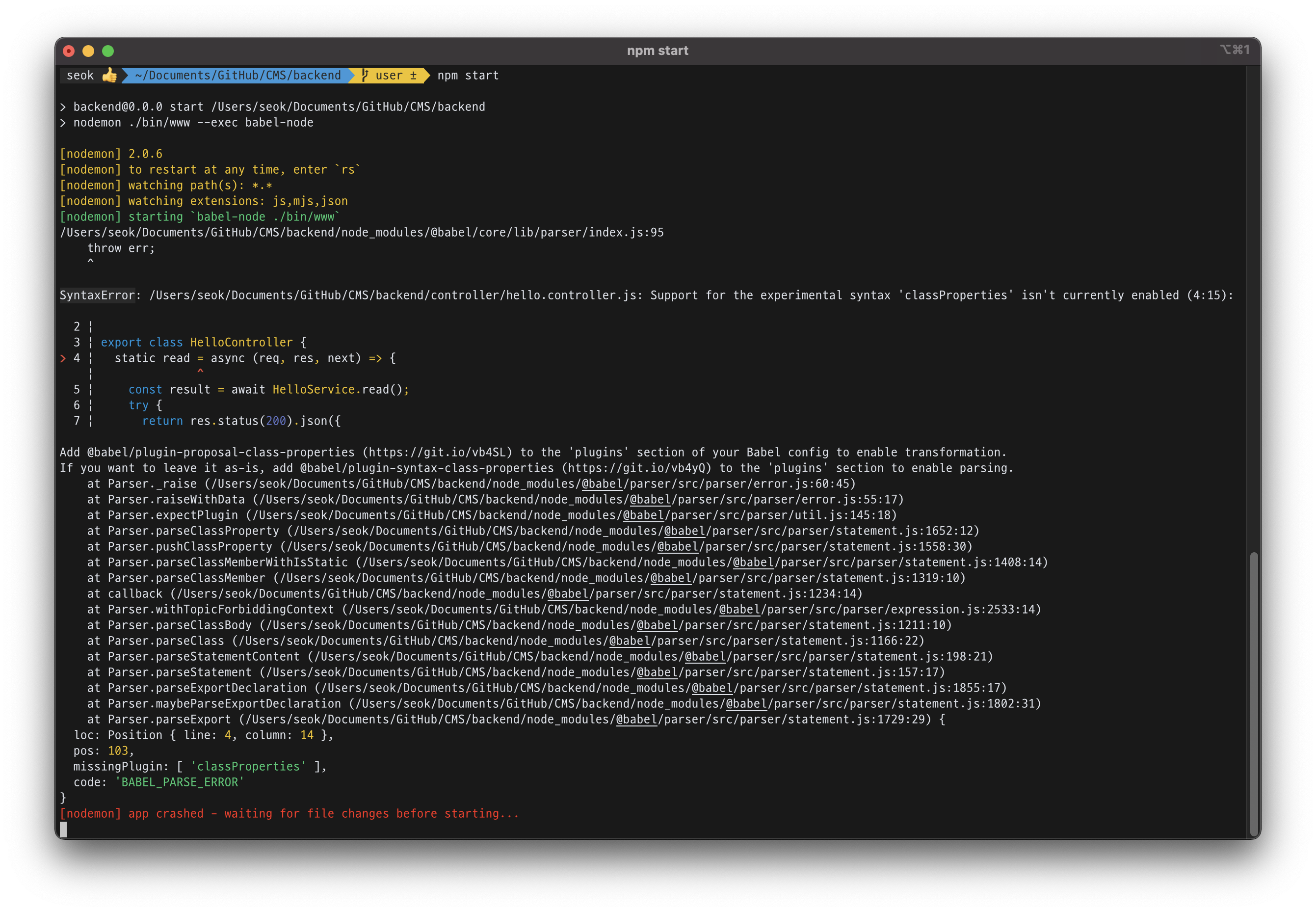 [babel] SyntaxError : Support for the experimental syntax ...
