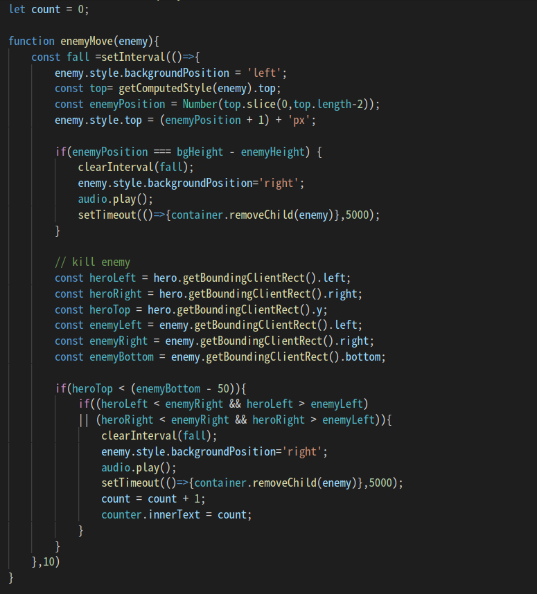 [JavaScript] Mini Game - Enemy Rain