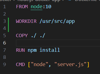 WORKDIR 추가된 Dockerfile 코드