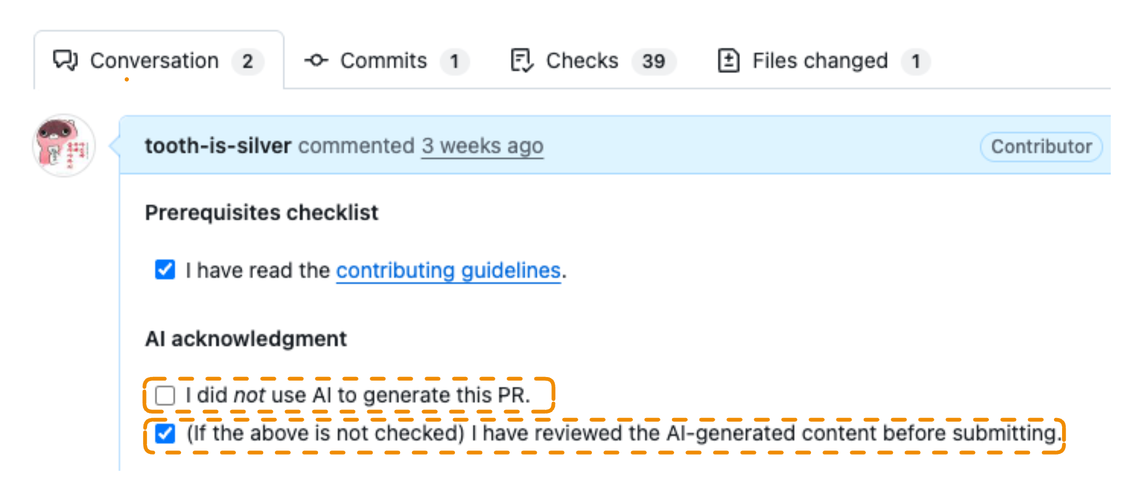ESLint PR 내부 AI acknowledgment