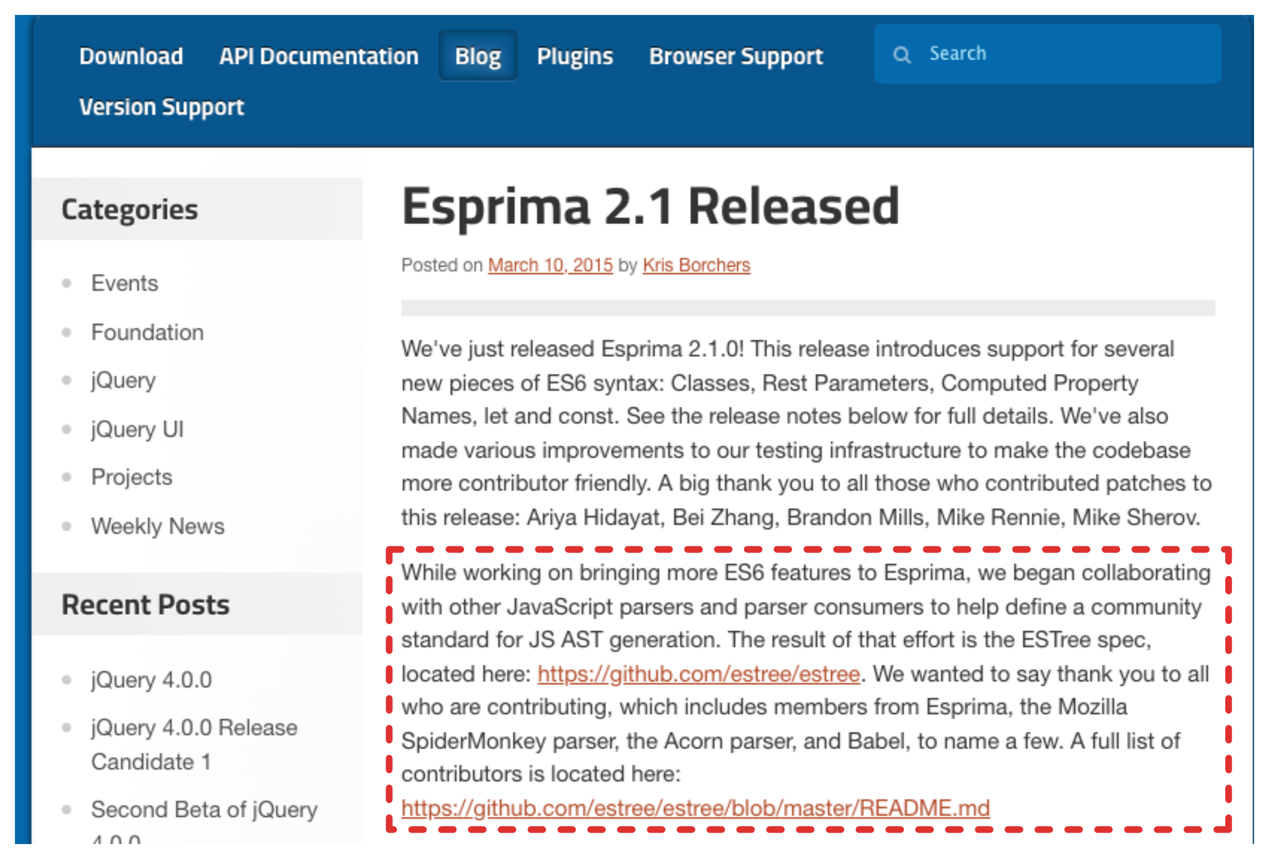 jQuery 블로그 - Esprima 2.1 Released(2015)