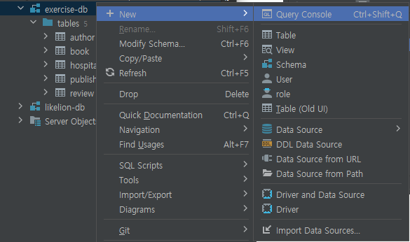 IntelliJ 데이터베이스 사용