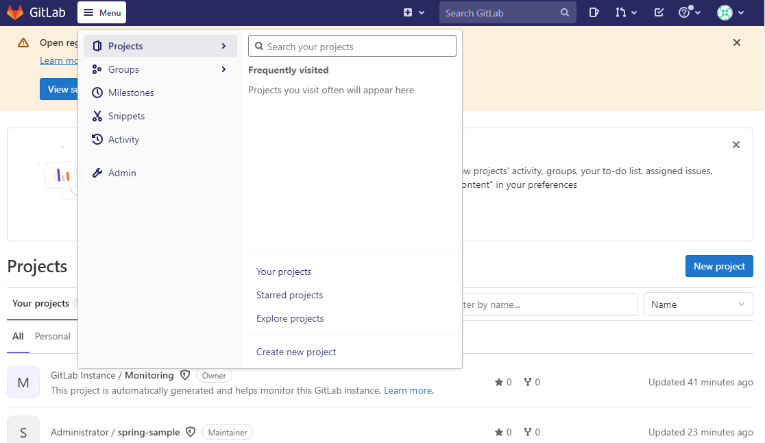 Gitlab Menu GitLab