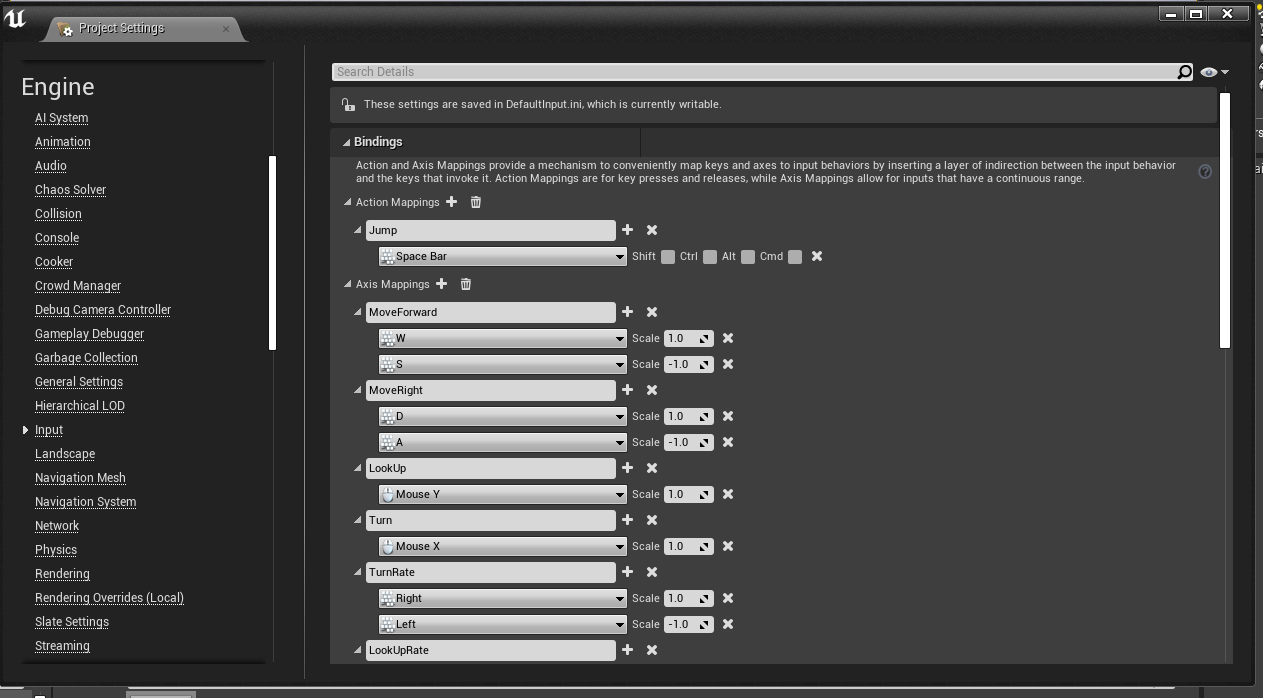 UE4 Character Input mapping