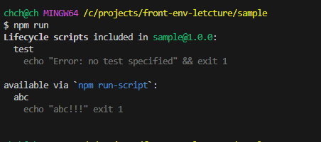 [실습/TIL] nodejs 샘플 프로젝트 만들기 & scripts 간단 실습