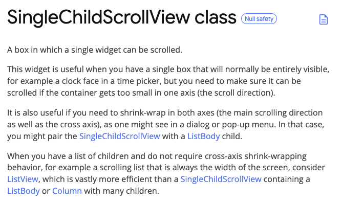 [Dart] SingleChildScrollView