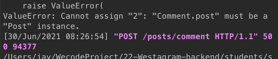 Error 길잡이 - ValueError: Cannot assign @ : $ must be a && instance