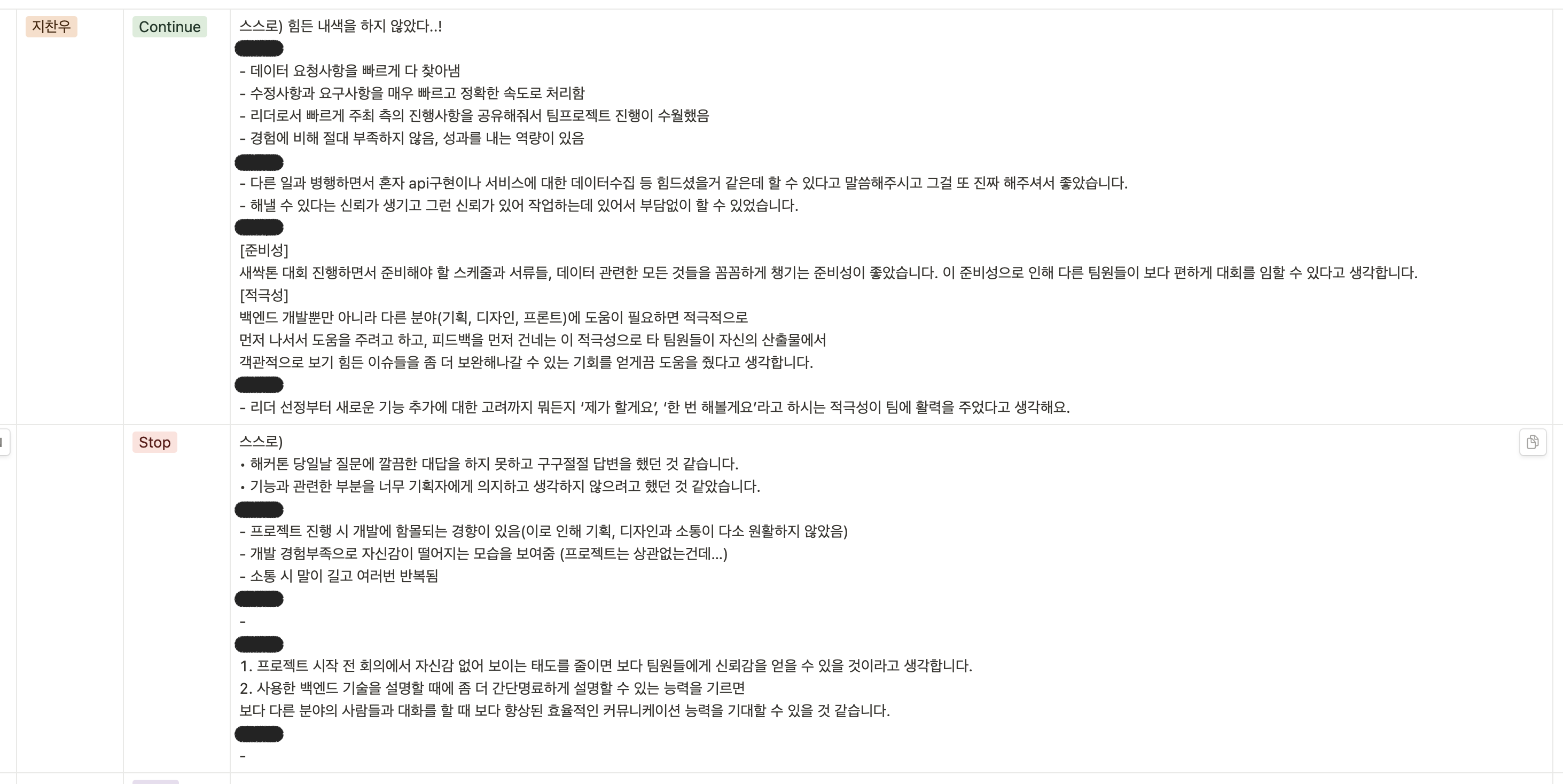 새싹톤 피드백