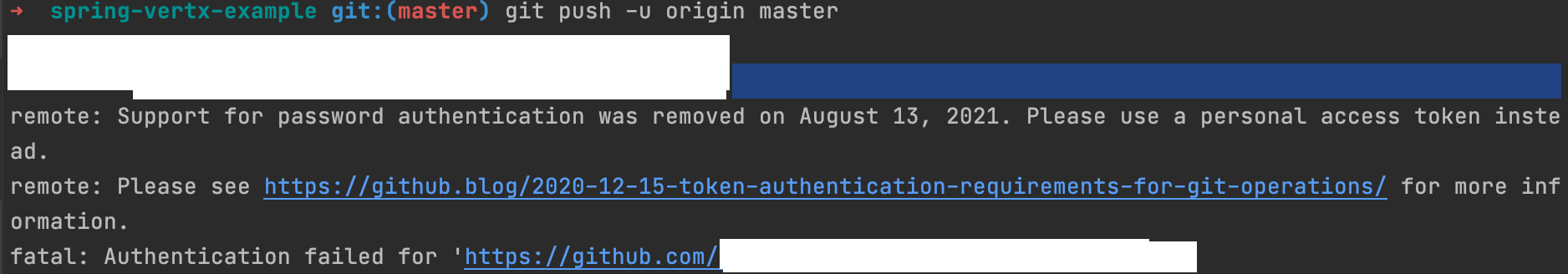 Github - Support for password authentication was remove.. 오류