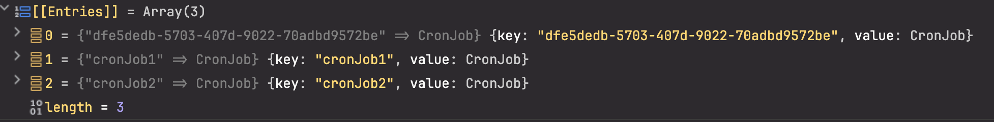 정상적으로 3개의 CronJob 등록
