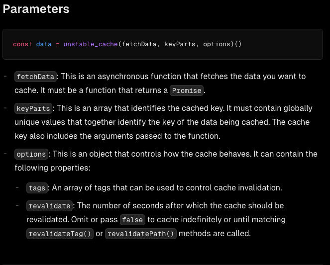 NextJS "unstable_cache"