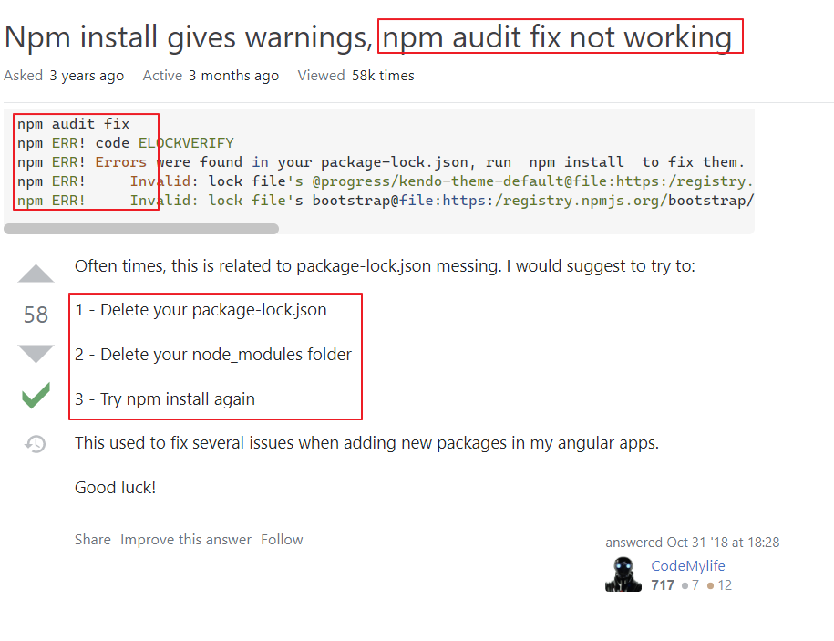 Create React App 오류 (npm tar@2.2.2 오류)