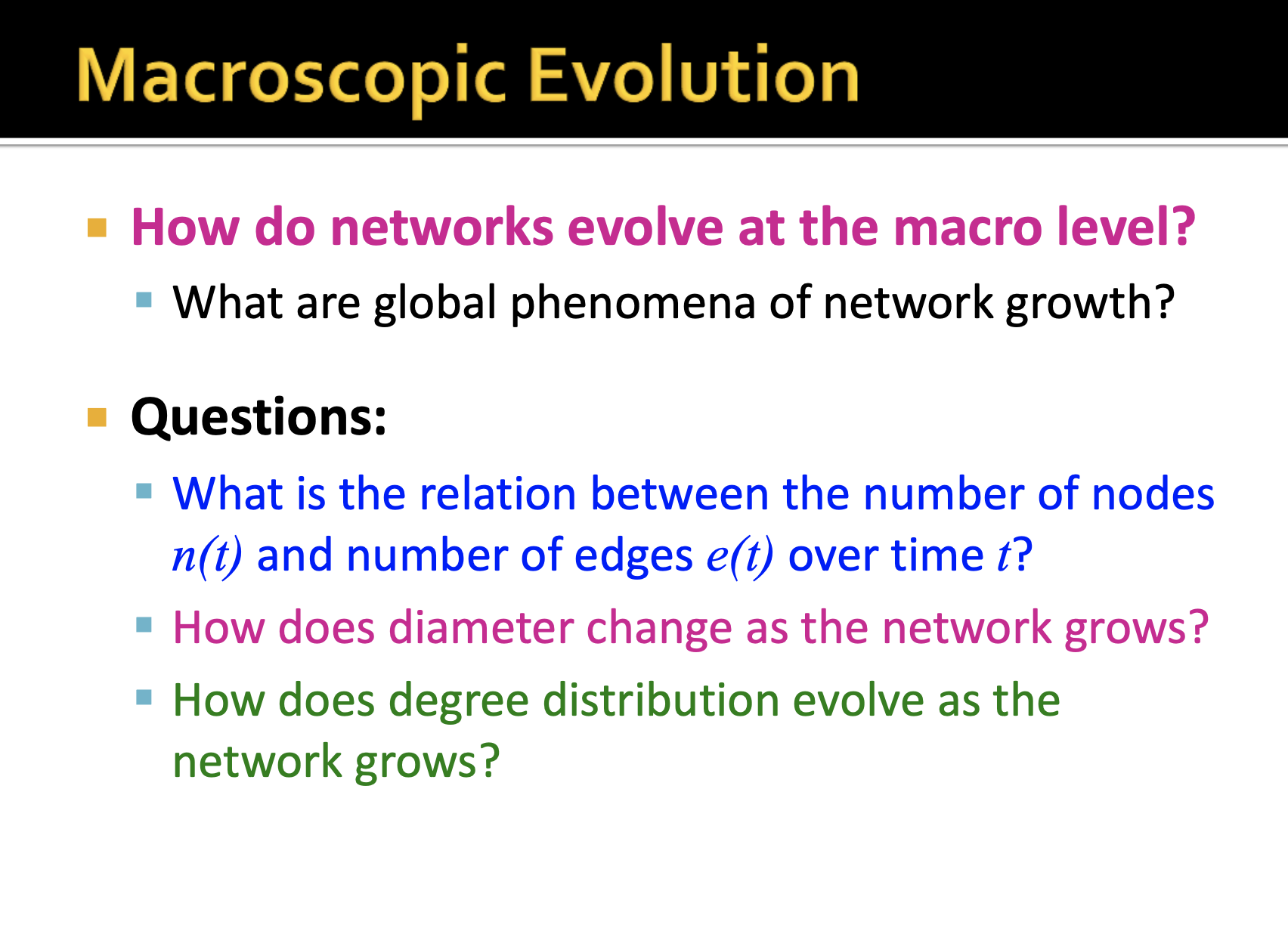 16. Network Evolution