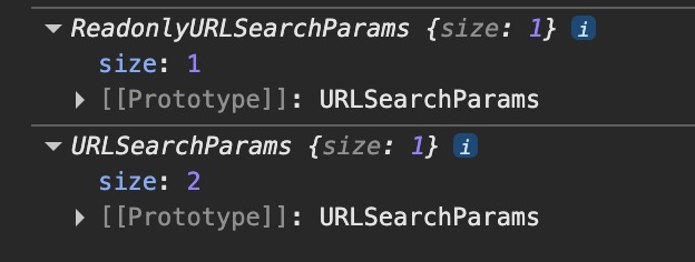 searchParams와 URLSearchParams 값 console.log 결과